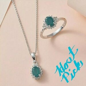 NWT Rare Grandidierite halo ring and Pendant set Size 5